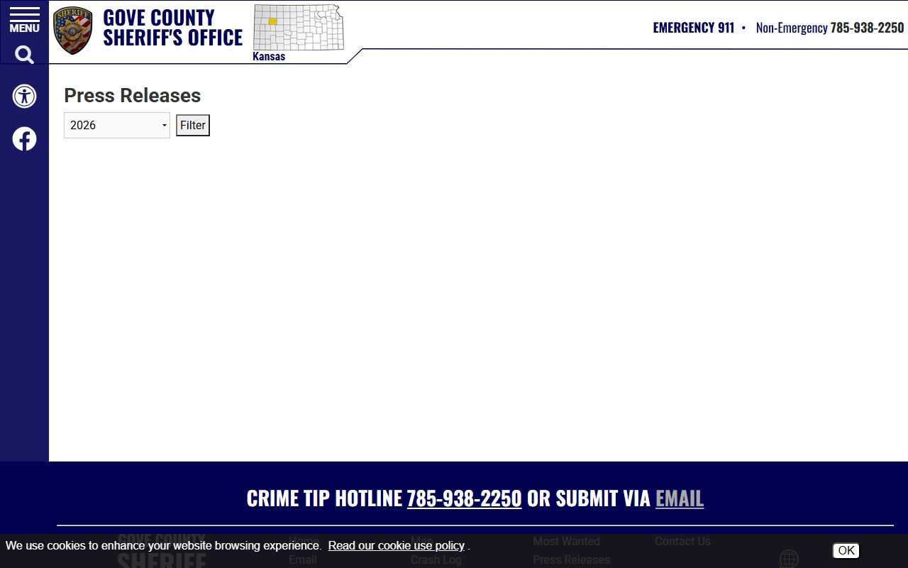 Gove County arrest records sheriff press releases