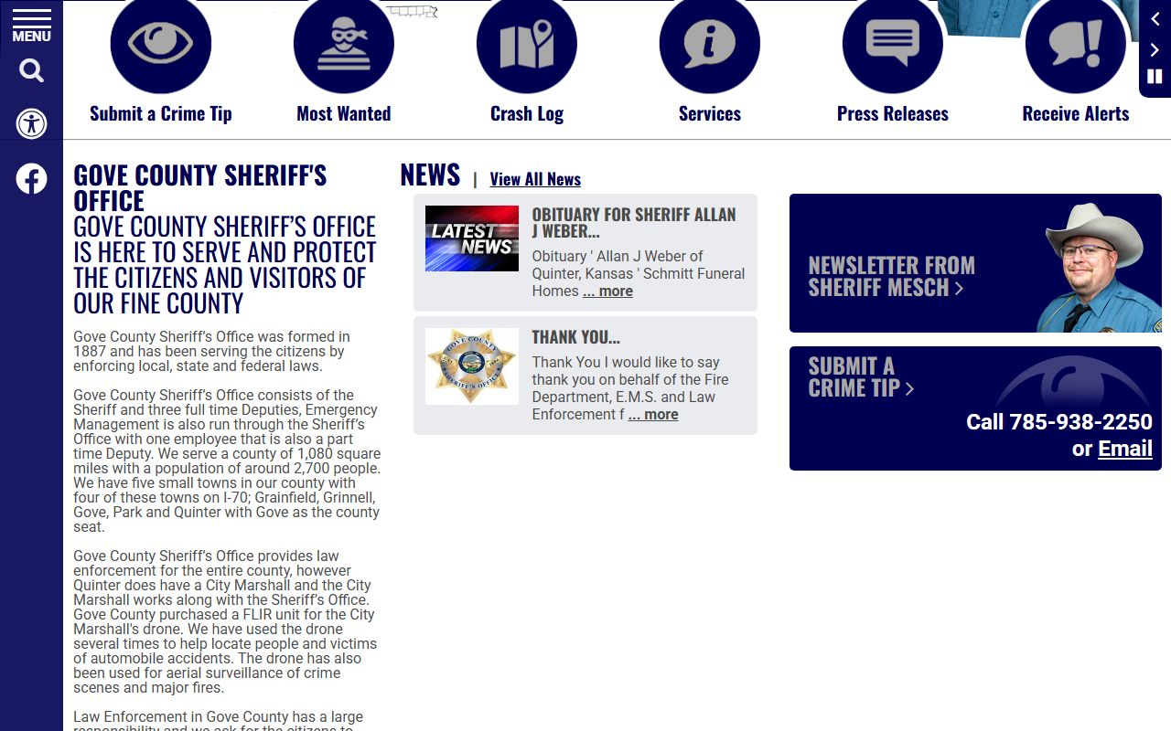 Gove County arrest records sheriff office homepage