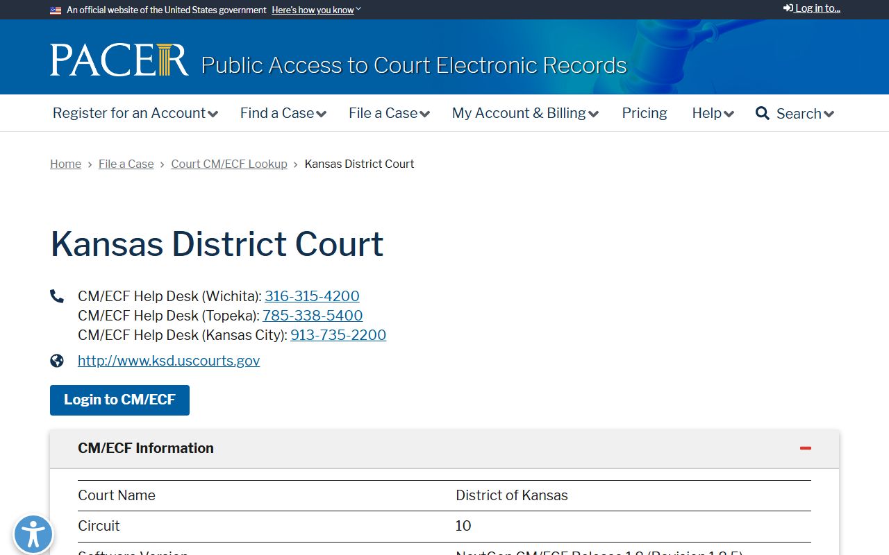 Gove County district court PACER federal district court lookup