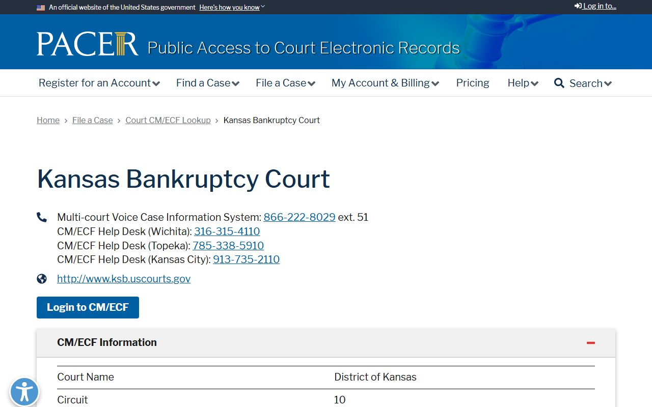 Gove County district court PACER bankruptcy court lookup