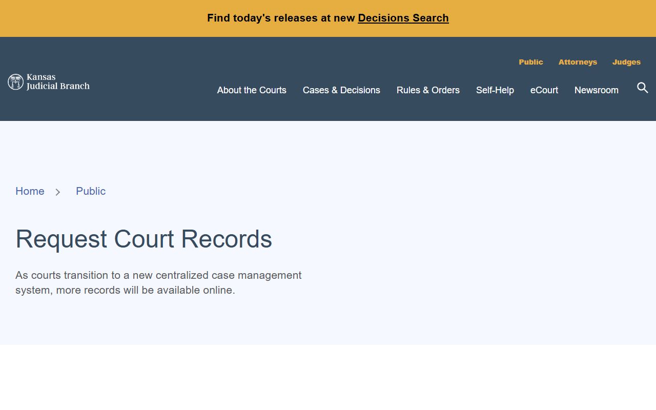 Gove County court records Kansas court records request guidance