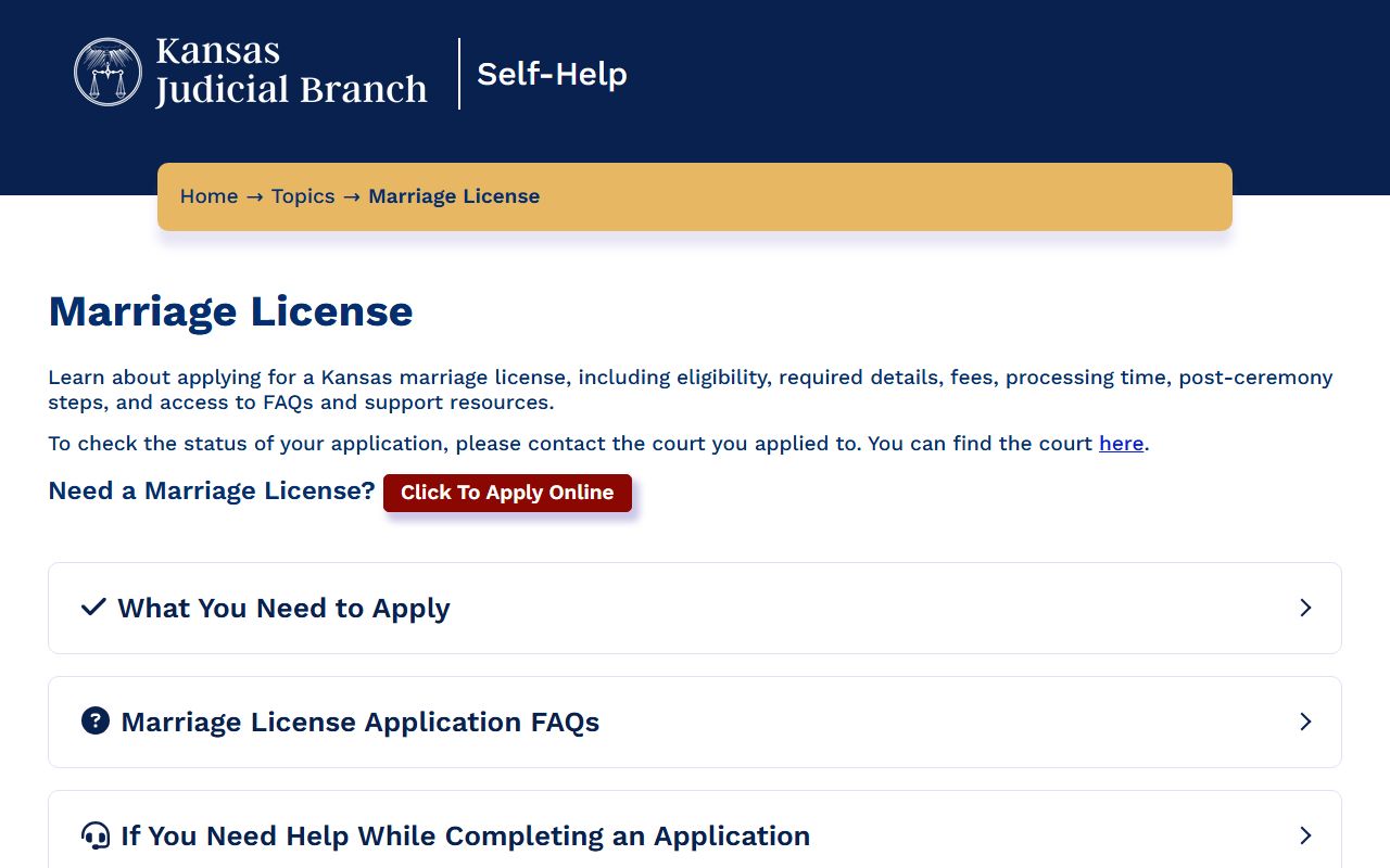 Gove County marriage records Kansas online marriage license application