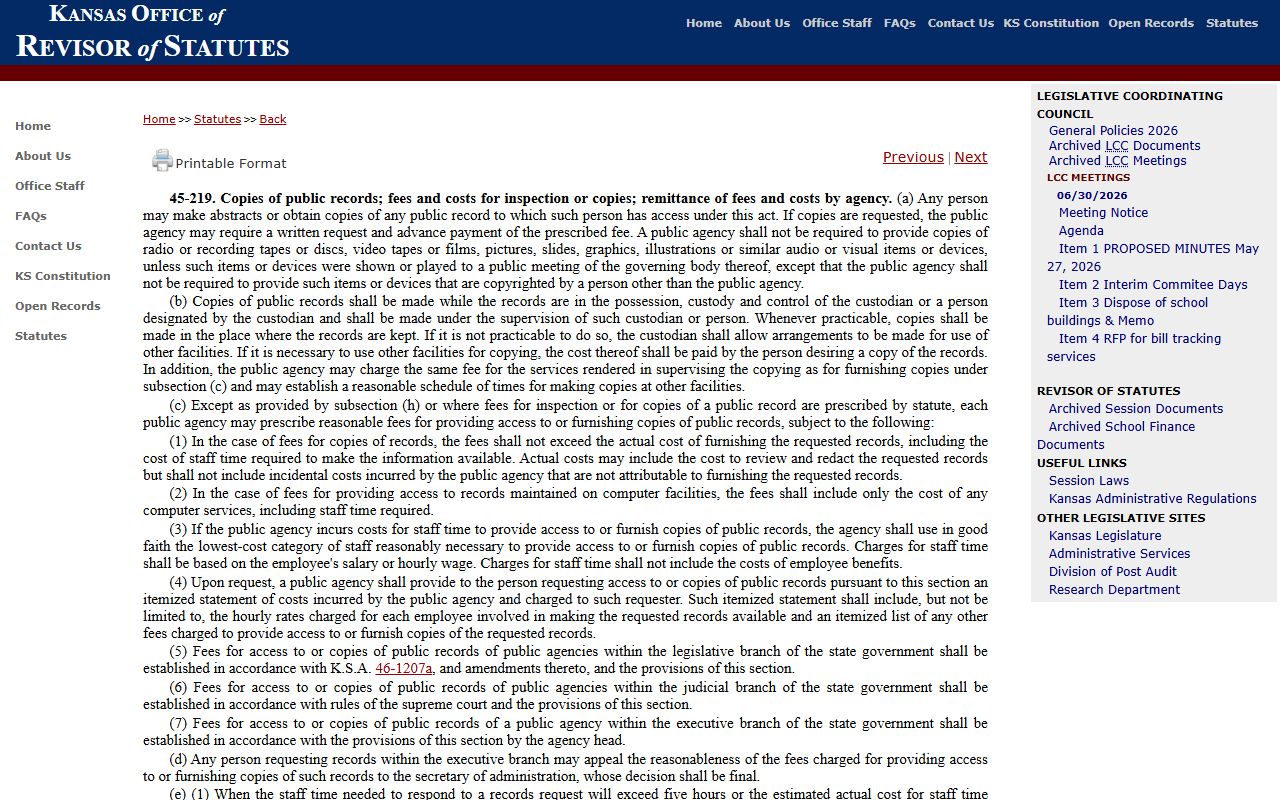 Gove County probate records Kansas public record copy fees