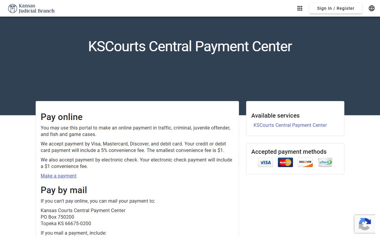 Gove County traffic court records Kansas Courts Central Payment Center